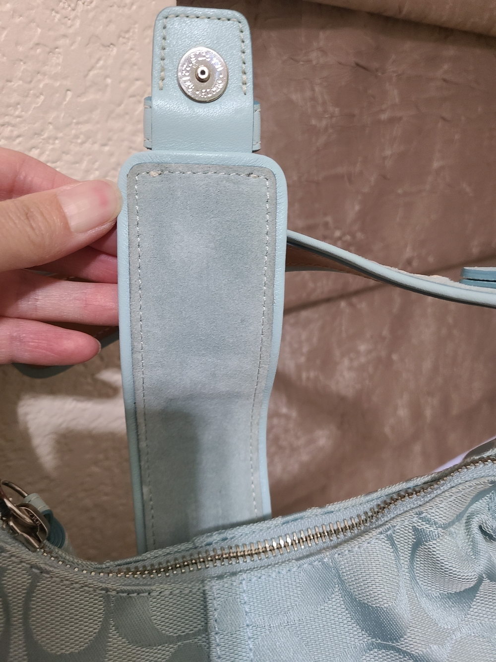 Coach Vintage Hampton Aqua Blue Signature Bag- J6823 - Picture 8 of 14